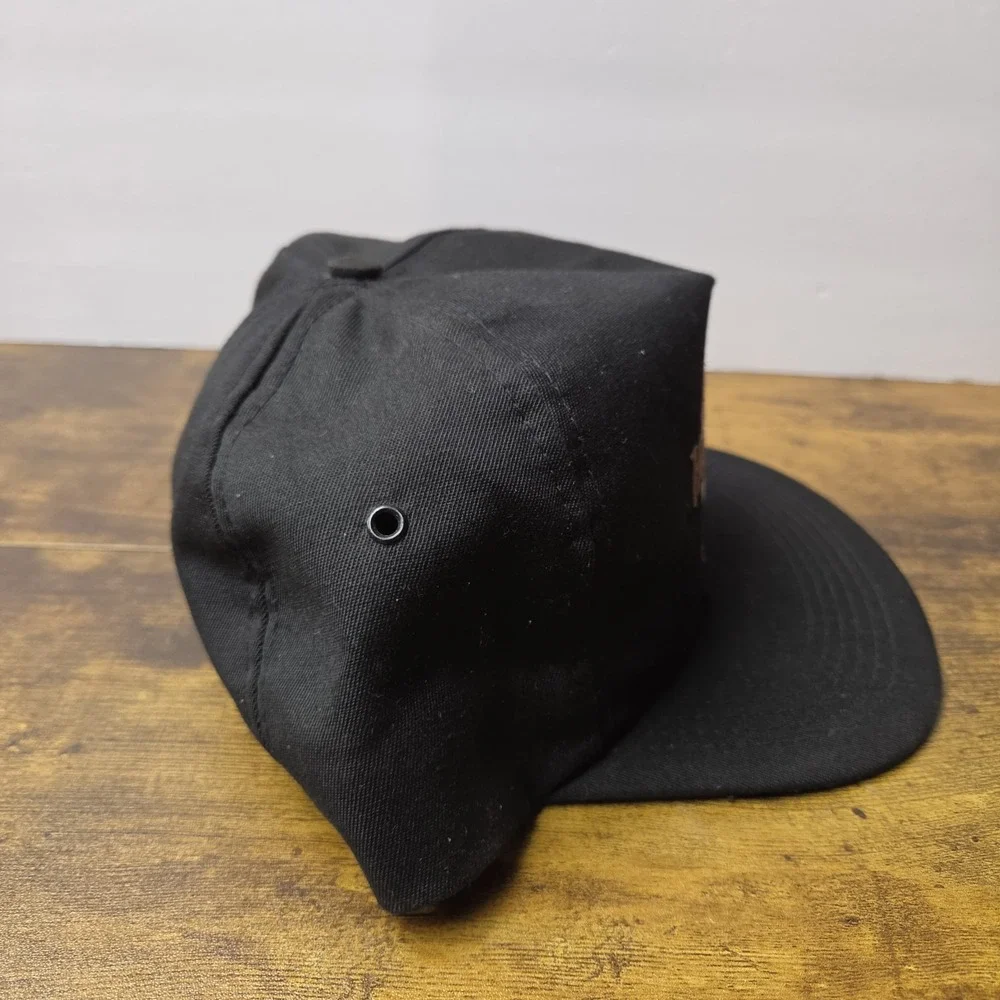 Vintage 80s Hard Rock Cafe Orlando Leather Strapback Hat Made in USA Black